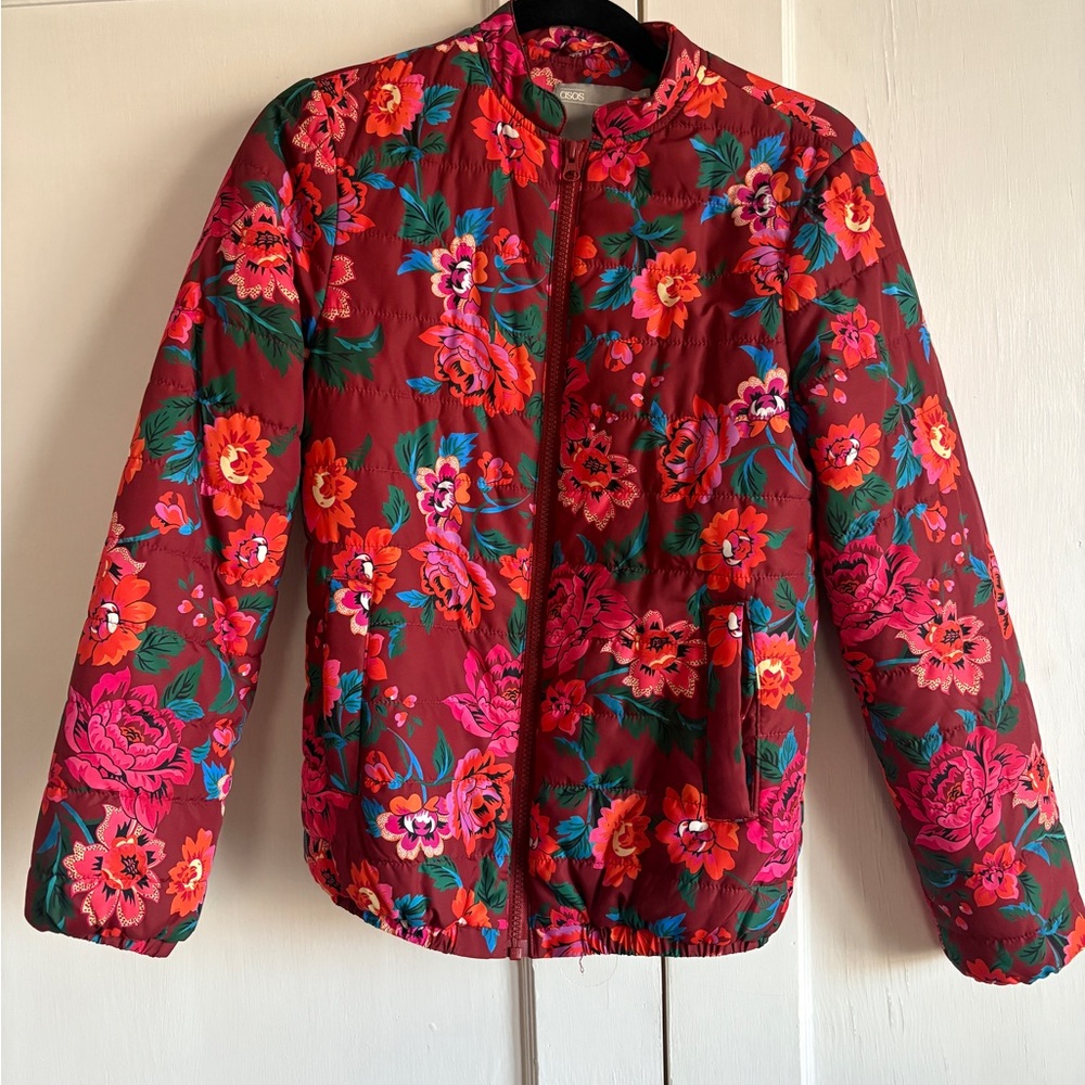 ASOS red floral coat jacket